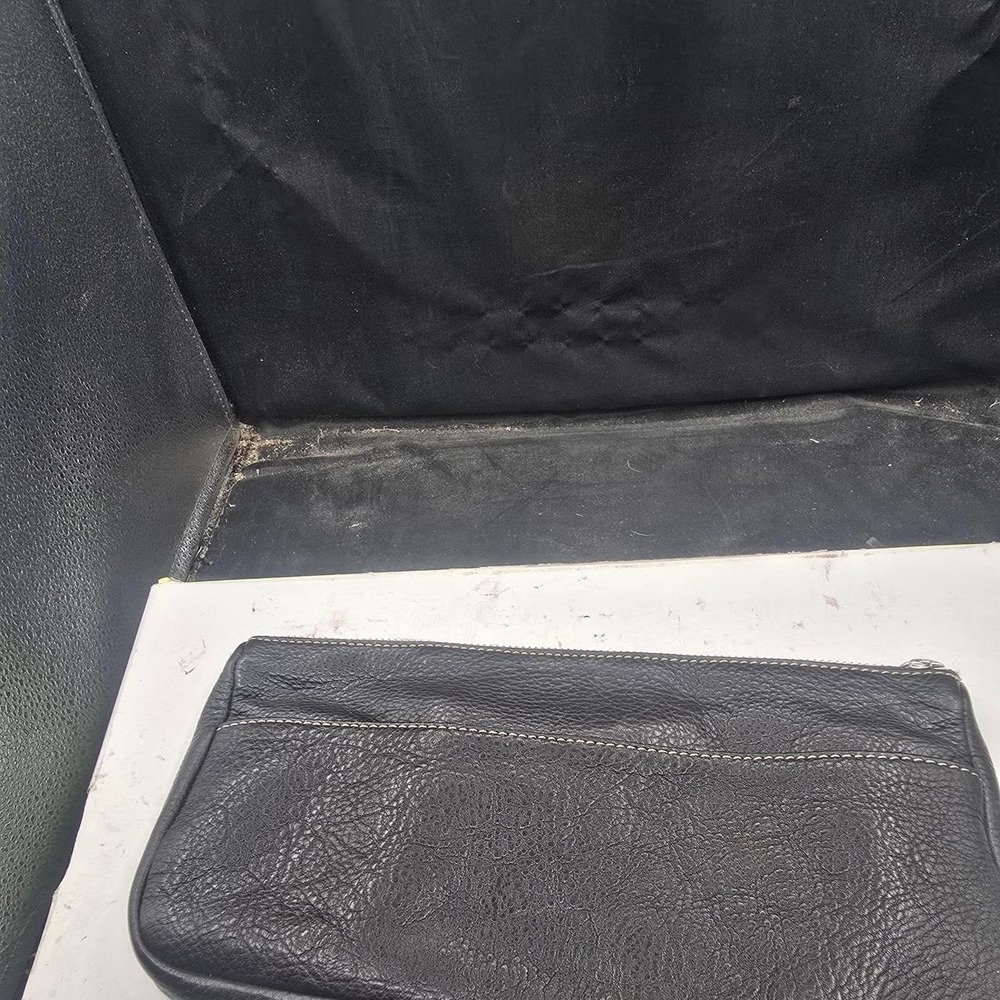 Black leather wallet with pebbled texture